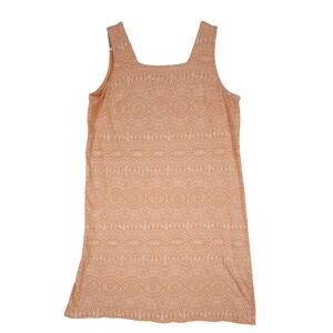 Fresh Produce Sleeveless Peach Tank‎ Dress Geometric Pattern Casual USA Made